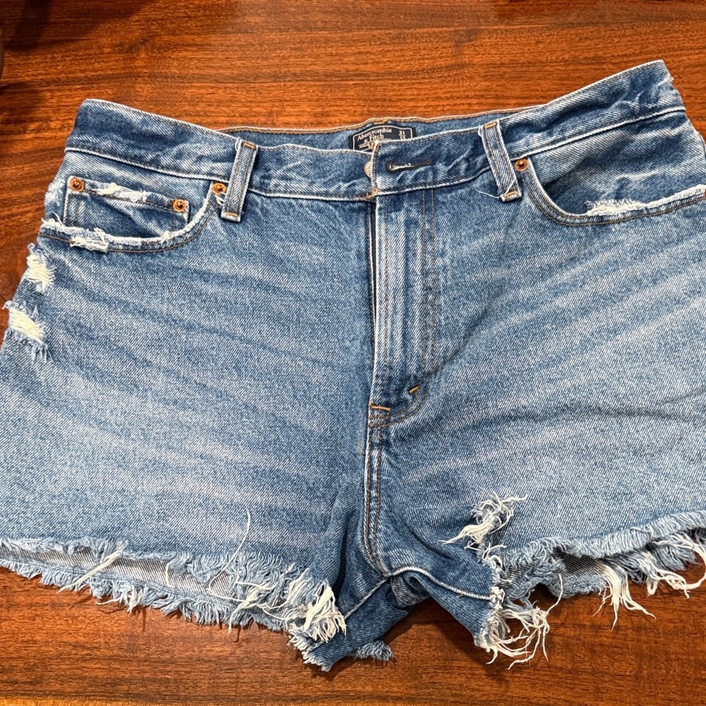 Abercrombie & Fitch Blue Distressed Jean Shorts